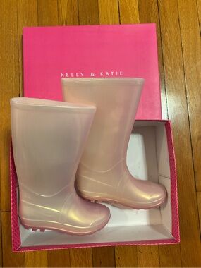 Kelly & Katie Pearl Pink Girls' Rain Boots, Size 1 (Youth)